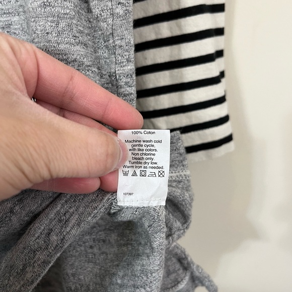 J. Crew Black White Gray Colorblock 3/4 Sleeve Shirt XS - Picture 4 of 7